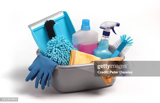 spring cleaning car kit - dustpan and brush stockfoto's en -beelden