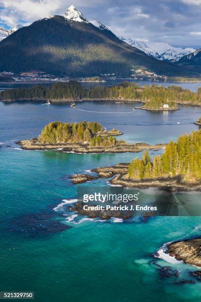 aerial of commercial herring fishery - inside passage stock pictures, royalty-free photos & images