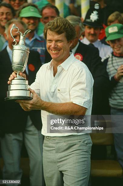 Open Championship 1983 at Royal Birkdale Golf Club in Southport, England, held 14th - 17th July 1983. Pictured, Tom Watson with trophy, 17th July...