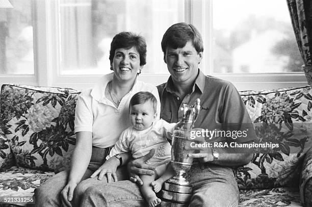 Open Championship 1987. Muirfield Golf Links, Gullane, Scotland, held 16th - 19th July 1987. Pictured, Nick Faldo, Open Champion, pictured with wife...