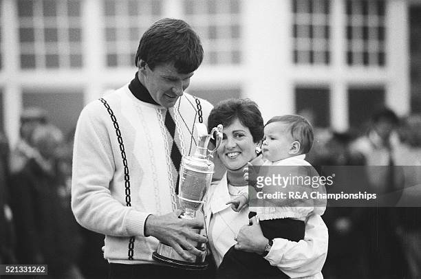 Open Championship 1987. Muirfield Golf Links, Gullane, Scotland, held 16th - 19th July 1987. Pictured, Nick Faldo, Open Champion, with wife Gill and...