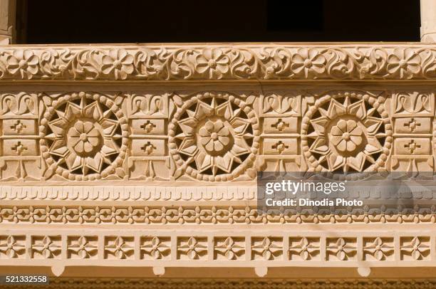carved part of jharokha, jaisalmer, rajasthan, india, asia - jharokha stock pictures, royalty-free photos & images