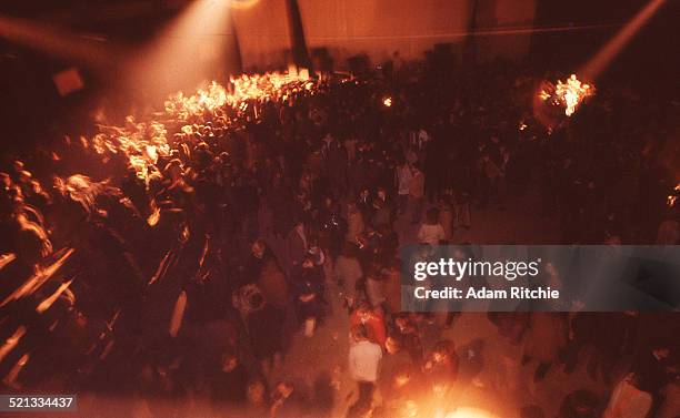 General view of the crowd at the Roundhouse during a Pink Floyd show, London, 31st December 1966.