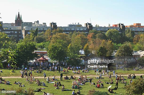 a view of berlin's mauerpark - mauerpark berlin stock-fotos und bilder