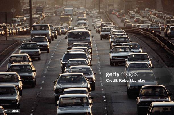 rush hour traffic on harbor freeway - traffic stock pictures, royalty-free photos & images