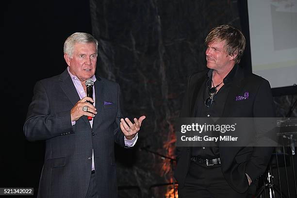 Mack Brown and Jack Ingram onstage during the 4th annual Mack, Jack & McConaughey Gala at ACL Live on April 14, 2016 in Austin, Texas.