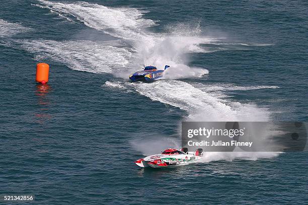 Dubai Grand Prix - the Second round of the UIM World Series where 14 boats ae competing at Dubai International Marine Club on April 15, 2016 in...