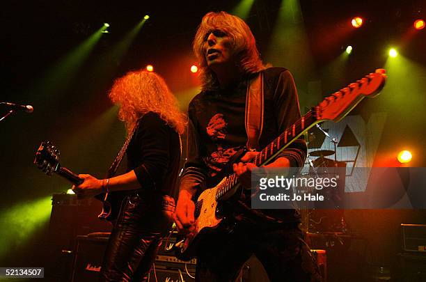 Original guitarist John Sykes and Scott Gorham vocalist of rock band Thin Lizzy performs on stage during London date of their UK tour, at the...
