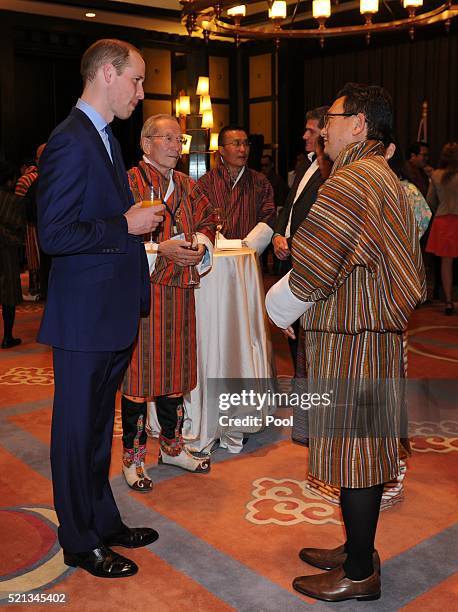 Prince William, Duke of Cambridge attend a reception celebrating UK and Bhutanese friendship and cooperation at the Taj Hotel on April 15, 2016 in...