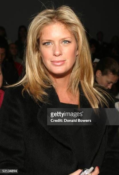 Model Rachel Hunter attends the Richard Tyler Fall 2005 show during the Olympus Fashion Week at Bryant Park February 4, 2005 in New York City.