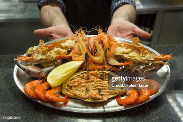seafood platter at cervejeria restaurant - seafood platter stock pictures, royalty-free photos & images