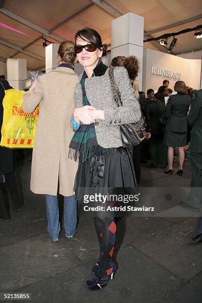 Designer Kate Spade poses for photos at Olympus Fashion Week Fall 2005 at Bryant Park February 04, 2004 in New York City.