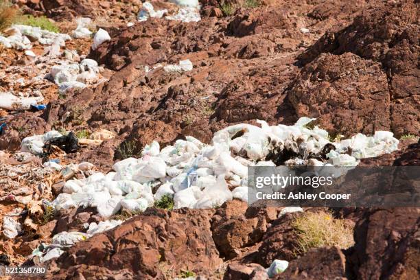disposable nappies thrown away in tamazight in the anti atlas mountains of morocco - tamazight stock pictures, royalty-free photos & images