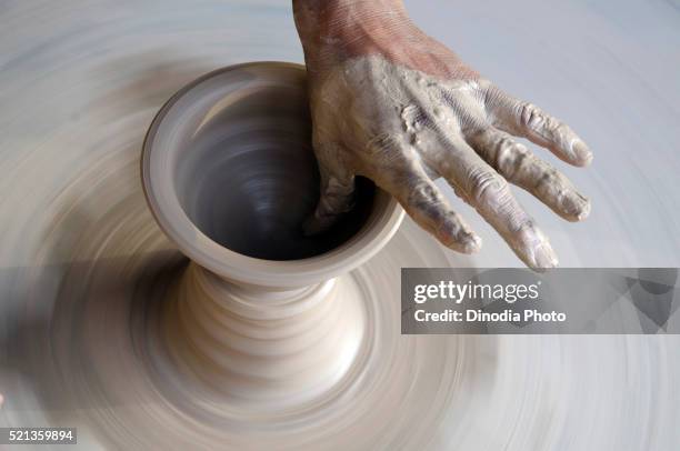 potter making earthen pot in bikaner at rajasthan, india, asia - earthenware stock pictures, royalty-free photos & images