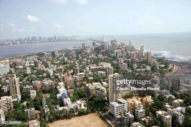 aerial view of bandra at mumbai, maharashtra, india - musikestrad bildbanksfoton och bilder