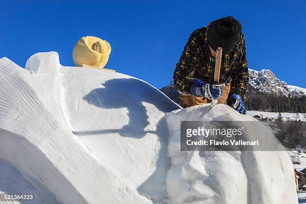 snow festival, italy - snow sculpture stock pictures, royalty-free photos & images