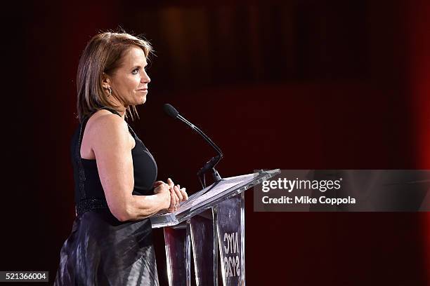 Co-Founder & SU2C Council of Founders and Advisors, Katie Couric speaks onstage during Stand Up To Cancer's New York Standing Room Only, presented by...