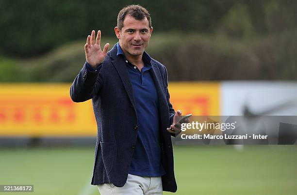 Club Manager Dejan Stankovic gestures during the FC Internazionale training session at the club's training ground on April 15, 2016 in Como, Italy.