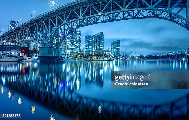 granville  bridge at night - vancouver canada stock pictures, royalty-free photos & images