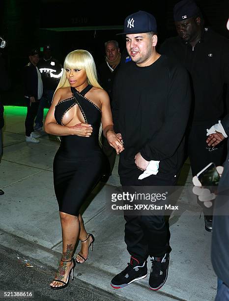 Rob Kardashian and Blac Chyna are seen on April 14, 2016 in New York City.