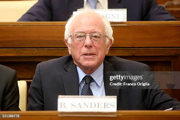 Democratic presidential canditate Bernie Sanders attends 'Centesimus Annus 25 Years Later Symposiumon' at the Casina Pio IV April 15, 2016 in Vatican...