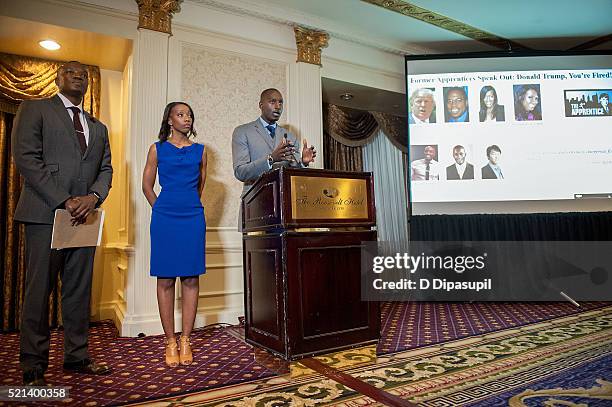 Former 'Apprentice' participants Kwame Jackson, Tara Dowdell, and Dr. Randal Pinkett attend the Former Apprentices Speak Out: Donald Trump, You're...