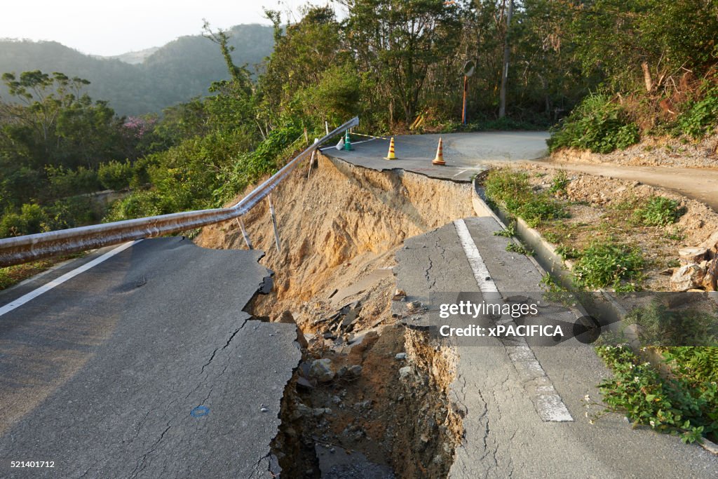 Landslide damage caused by typhoons in Okinawa