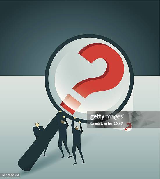 searching, magnifying glass, problems, question mark - little effort stock illustrations