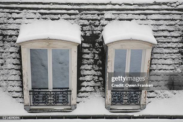 paris in the snow - paris hiver photos et images de collection