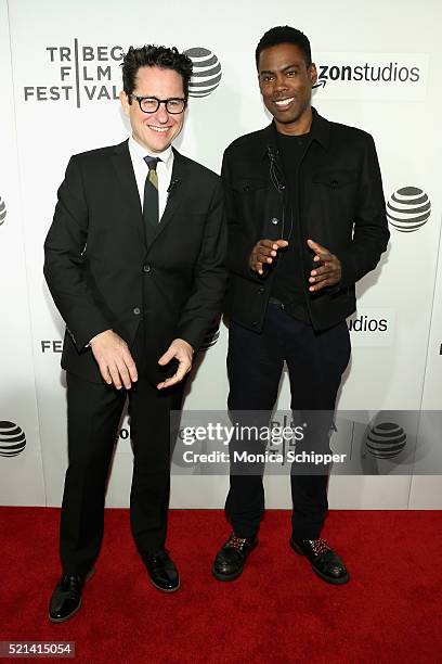 Director J.J. Abrams and Chris Rock attend the Tribeca Talks Directors Series: J.J. Abrams With Chris Rock at BMCC John Zuccotti Theater on April 15,...