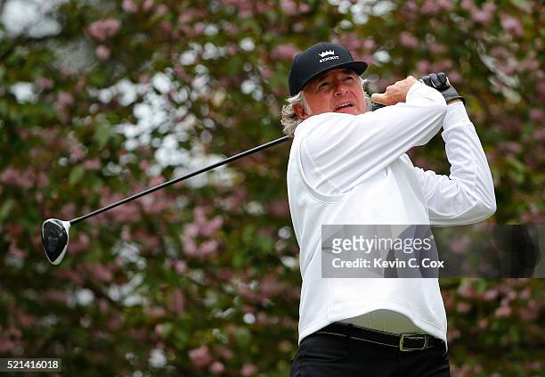 Tommy Armour III tees off the fourth hole during the first round of the Mitsubishi Electric Classic at TPC Sugarloaf on April 15, 2016 in Duluth,...