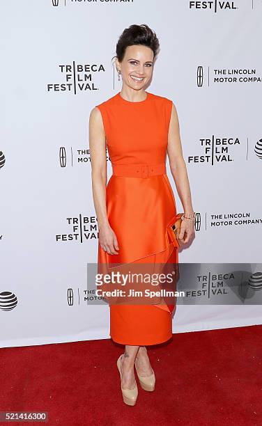 Actress Carla Gugino attends the 2016 Tribeca Film Festival "Wolves" premiere at SVA Theatre on April 15, 2016 in New York City.