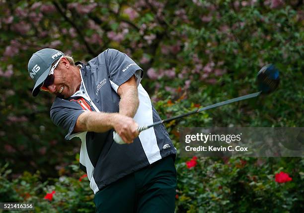 Grant Waite of New Zealand tees off the fourth hole during the first round of the Mitsubishi Electric Classic at TPC Sugarloaf on April 15, 2016 in...