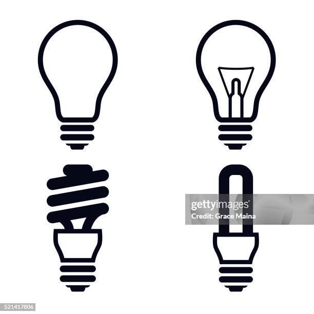 light bulb icons illustration - vector - fluorescent light bulb stock illustrations