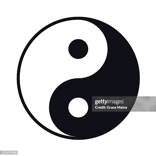 stockillustraties, clipart, cartoons en iconen met black and white yin yang lillustration - vector - gemengde signalen uitzenden