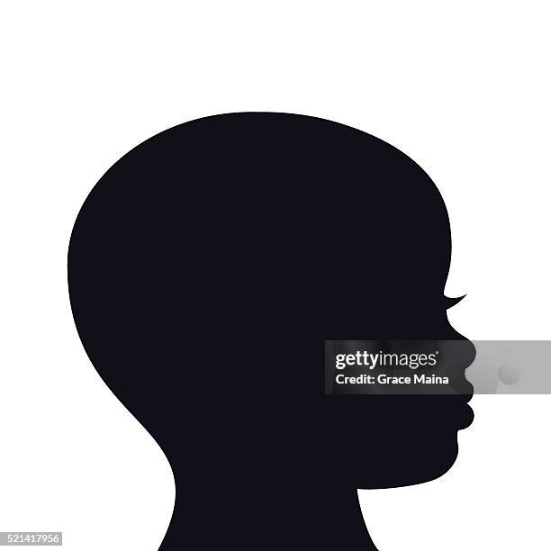 des kindes kopf kontur illustration-vektor - female head no hair stock-grafiken, -clipart, -cartoons und -symbole