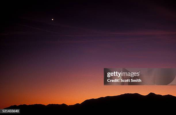 crescent moon and venus over the wellsville mountains - crescent stock pictures, royalty-free photos & images