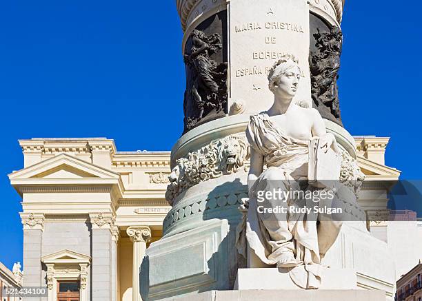 monument to queen maria christina de borbon outside the museum del prado - queen maria christina of spain stock pictures, royalty-free photos & images
