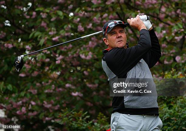 Scott Dunlap tees off the fourth hole during the first round of the Mitsubishi Electric Classic at TPC Sugarloaf on April 15, 2016 in Duluth, Georgia.