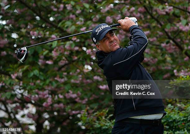 Mike Grob tees off the fourth hole during the first round of the Mitsubishi Electric Classic at TPC Sugarloaf on April 15, 2016 in Duluth, Georgia.