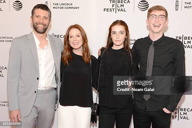 Julianne Moore, Bart Freundlich and children Liv Freundlich and Caleb Freundlich attend "Wolves" Premiere - 2016 Tribeca Film Festival at SVA Theatre...