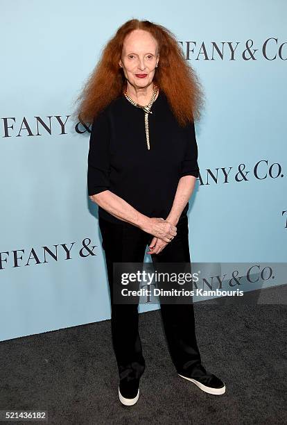 Grace Coddington attends the Tiffany & Co. Blue Book Gala at The Cunard Building on April 15, 2016 in New York City.