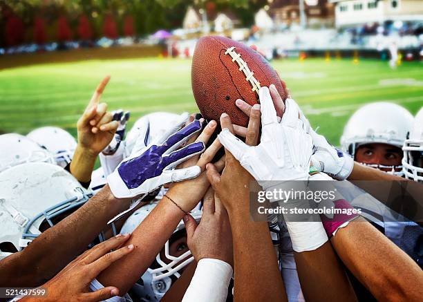 american football - team sport huddle stock pictures, royalty-free photos & images