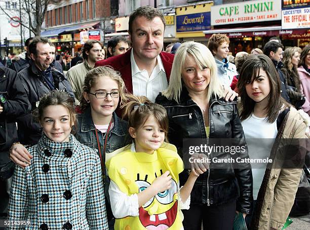 Paul Ross and his family arrive at the UK Gala Premiere of "The SpongeBob SquarePants Movie" at Vue Leicester Square on February 6 2005 in London.