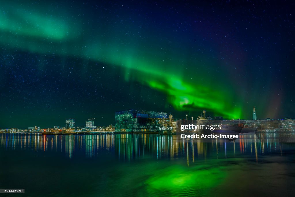 Aurora Borealis over Reykjavik, Iceland