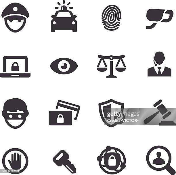 ilustraciones, imágenes clip art, dibujos animados e iconos de stock de de acme serie iconos de seguridad - balanza justicia