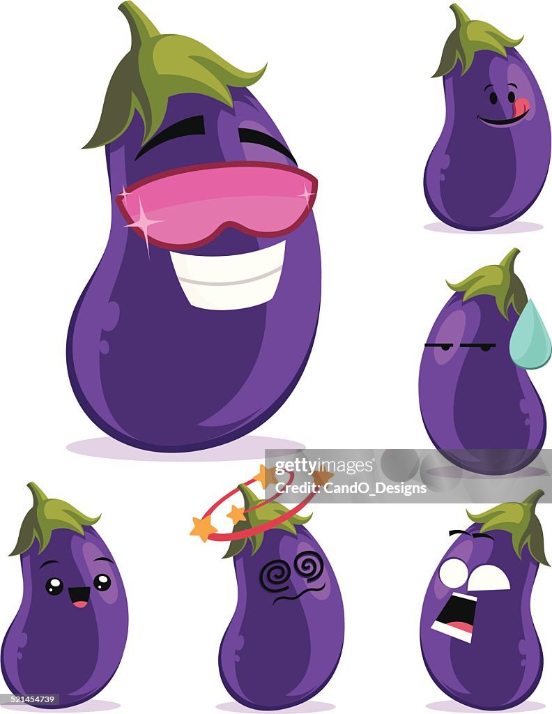 Eggplant Cartoon Set A High-Res Vector Graphic - Getty Images