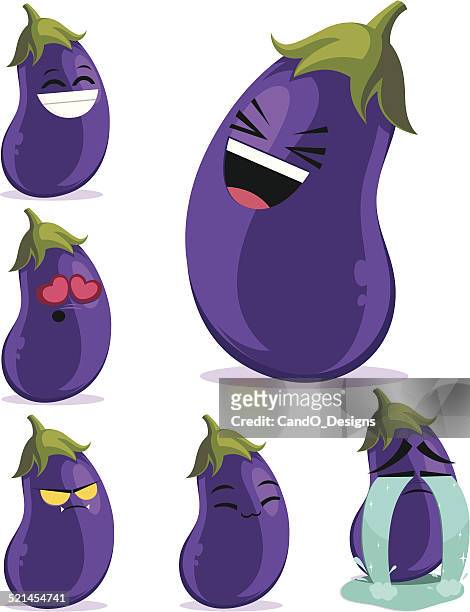 ilustrações, clipart, desenhos animados e ícones de berinjela conjunto b dos - aubergine