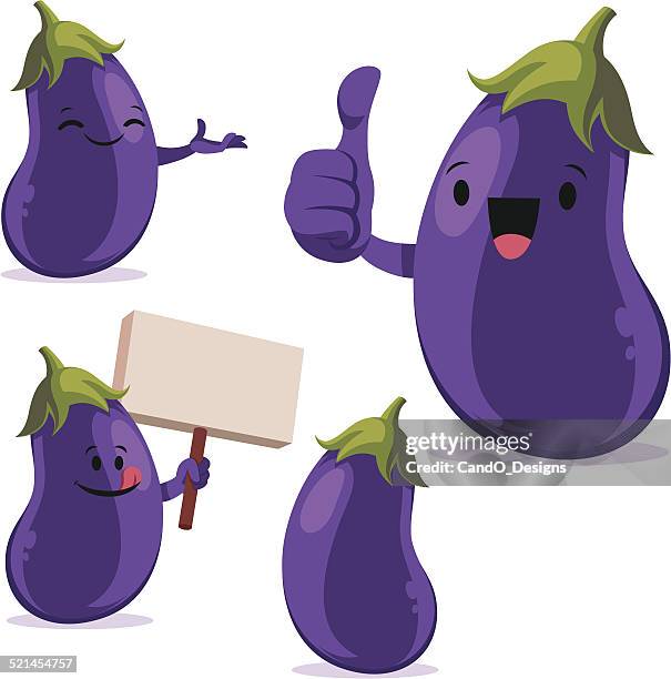 eggplant cartoon set c - aubergine emoji stock illustrations