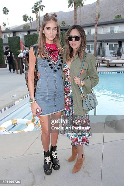 Chiara Ferragni and Aimee Song attend Moet & Chandon kicks off Coachella With REVOLVE on April 15, 2016 in Palm Springs, California.